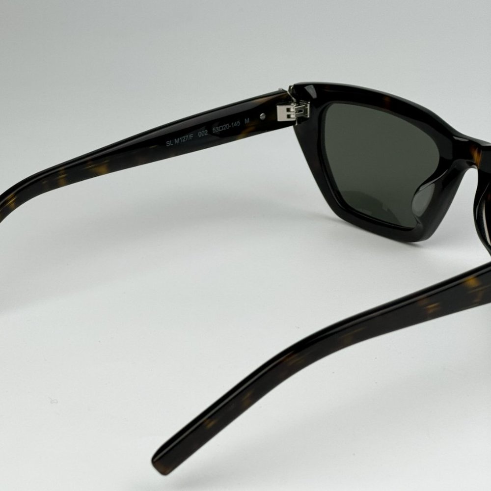 Saint Laurent SLM127/F 002 BRAND NEW Sunglasses Havana Green Cat Eye Women - Picture 13 of 14